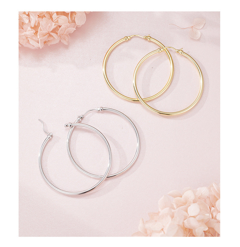 New Circle Earrings S925 Sterling Silver Minimalist Style Hoop Earrings