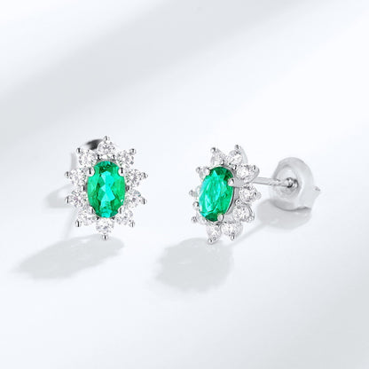 Art Deco Geometry: Lab-Grown Emerald & Ruby Earring & Ring Set | 925 Silver | Dapaza