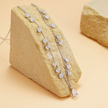 S925 Sterling Silver Necklace Zircon Elegant Temperament Versatile Premium Sense Clavicle Chain