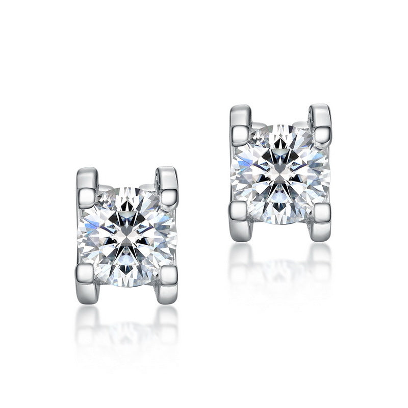 Classic Moissanite Bull Setting Stud Earrings - S925 Sterling Silver