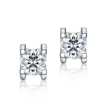 Classic Moissanite Bull Setting Stud Earrings - S925 Sterling Silver