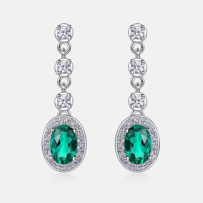 Iconic Long-Drop: Radiant Lab-Grown Emerald Tassel Earrings | 925 Silver | Dapaza