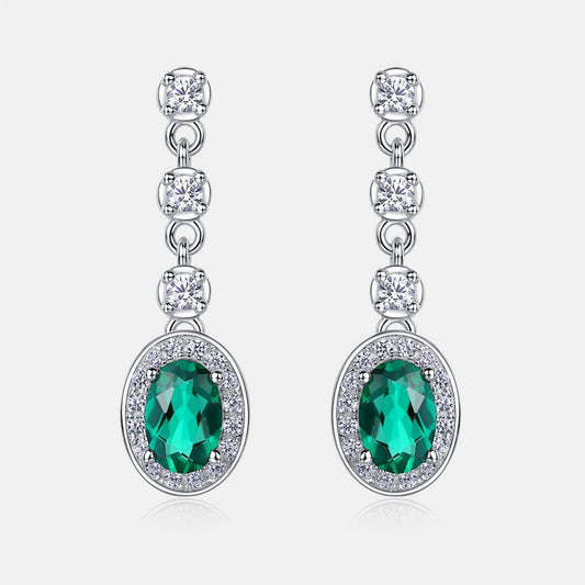Iconic Long-Drop: Radiant Lab-Grown Emerald Tassel Earrings | 925 Silver | Dapaza