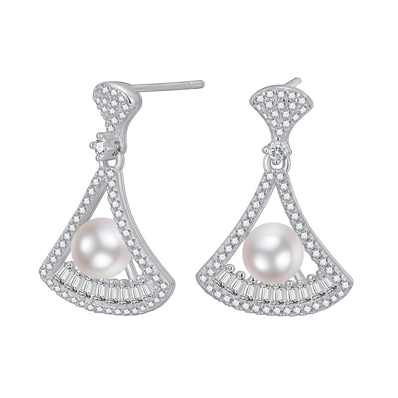 S925 Sterling Silver Australian White Shell Pearl Earrings - Luxurious, High-end Design, Exquisite Stud Earrings for Dresses
