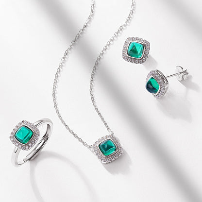 Minimalist Chic: Dainty Lab-Grown Emerald Stud Earrings | 925 Silver | Dapaza