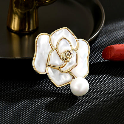 Dapaza Camellia Mother of Pearl Brooch