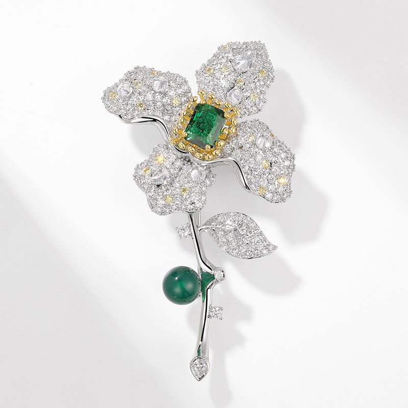 Four-leaf Flower Natural Freshwater Pearl Agate Brooch