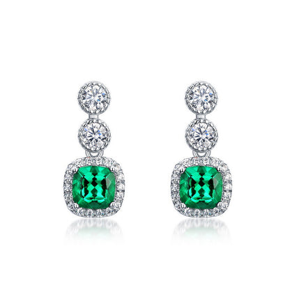 Sustainable 0.98CT Lab-Grown Emerald Geometric Earrings | Handcrafted 925 Silver Luxury by Dapaza
