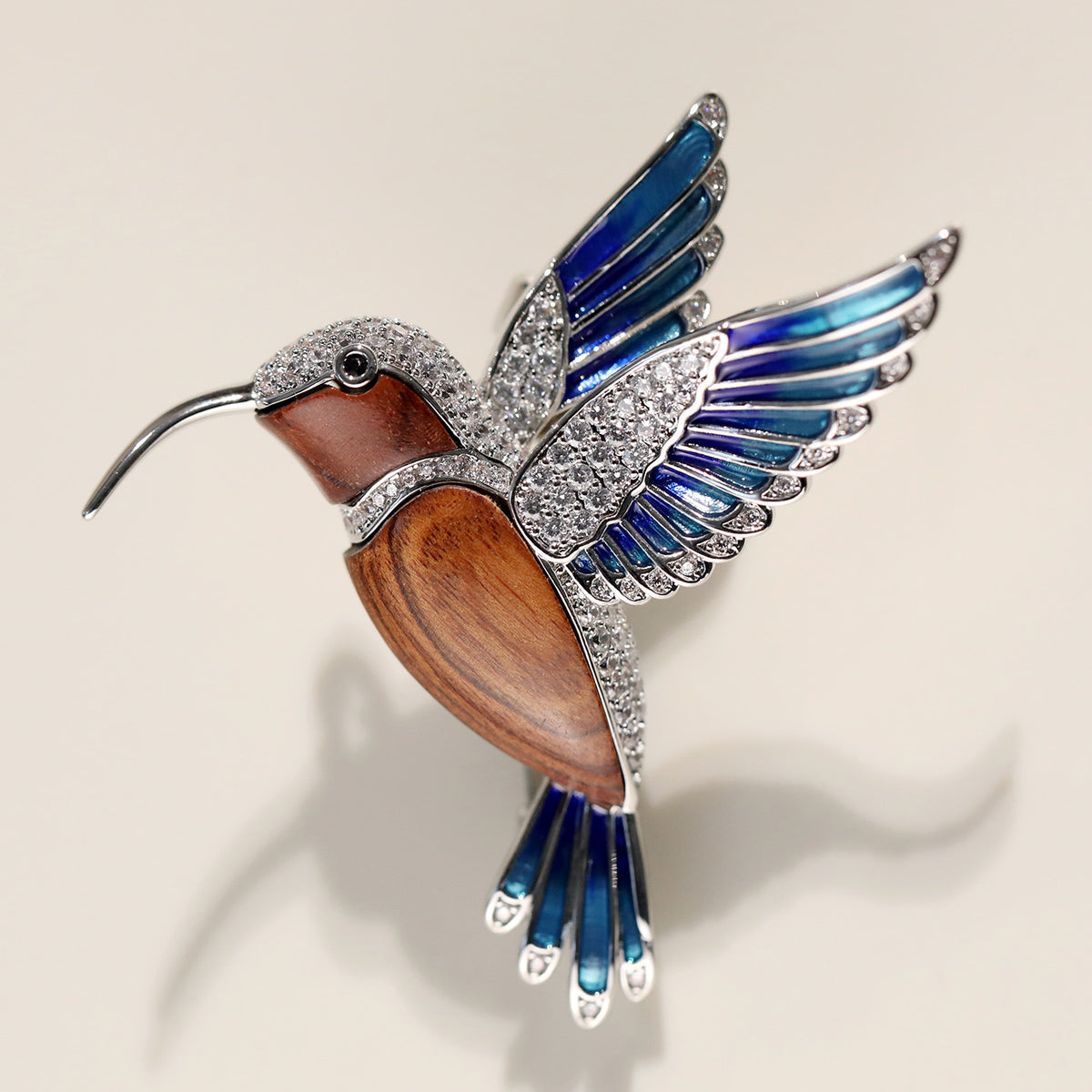 Khaki Nature Enamel Log Hummingbird Brooch Pendant Dual-purpose Corsage Clothing Accessories