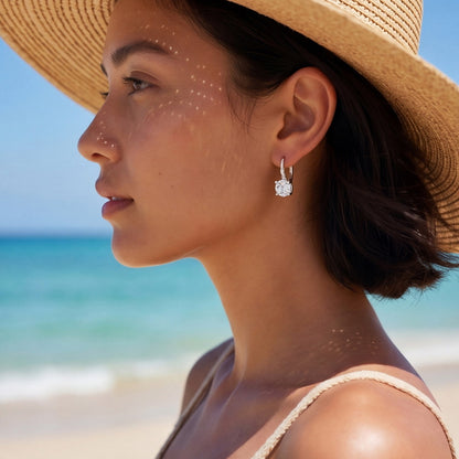 Modern 1.68CTW Round Brilliant Cut HPHT Lab Grown Diamond Leverback Earrings | S925 Sterling Silver Pavé Accented Drop Studs - Dapaza