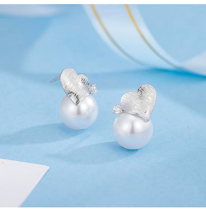 925 Sterling Silver Australian White High-gloss Shell Beads Earrings Stylishtrendyniche Style Design Heart Earrings