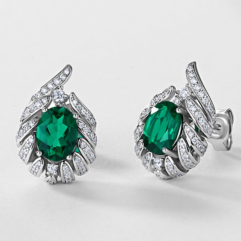 Celestial Sparkle: Luxurious Lab-Grown Emerald Cluster Earrings | 925 Silver | Dapaza