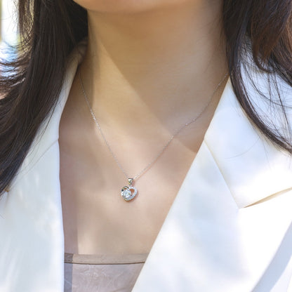 Hollow Heart Lab-Grown Diamond Pendant Necklace - S925 Sterling Silver