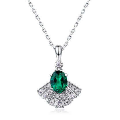 Refined Character: Lab-Grown Emerald Geometric Stud Earrings | 925 Silver | Dapaza