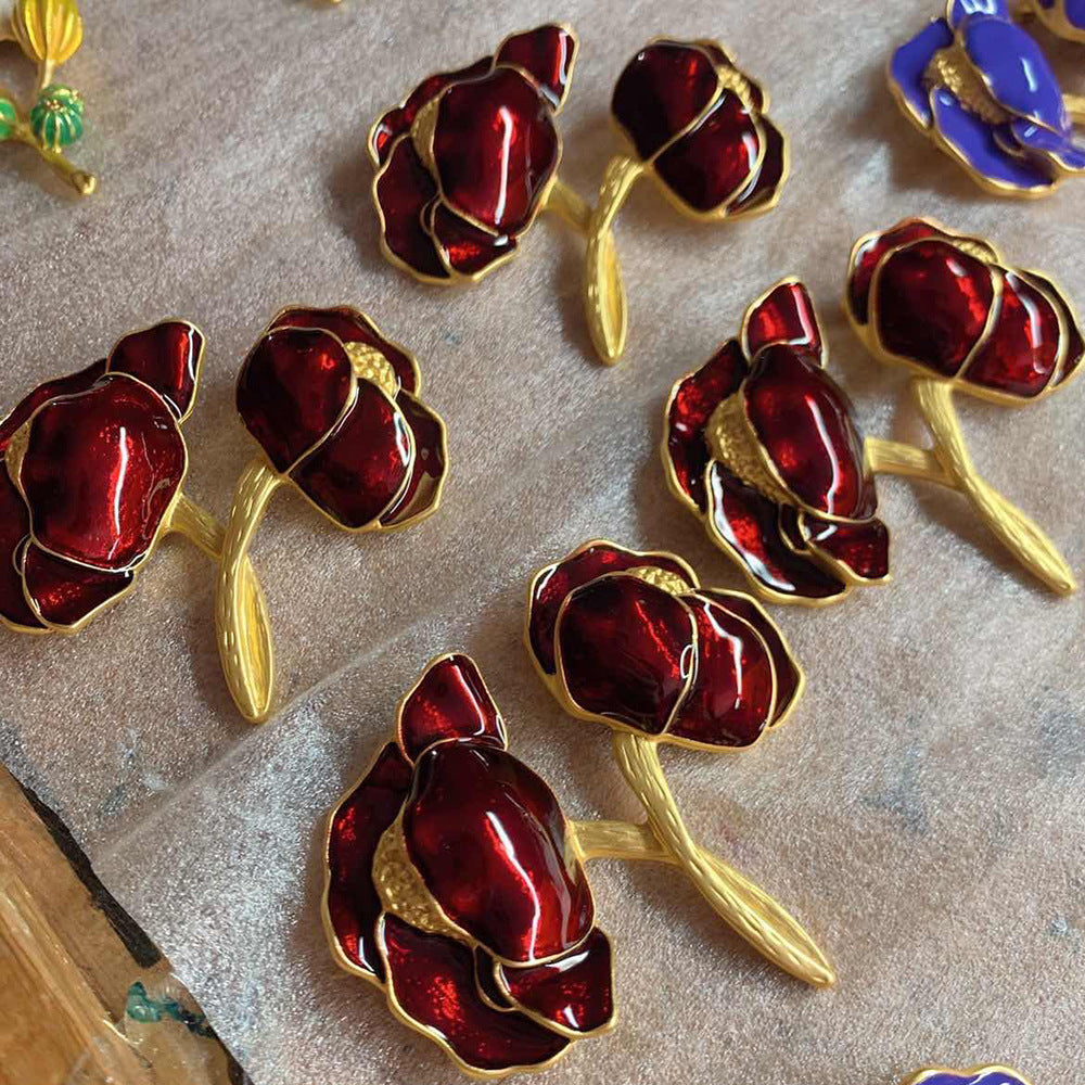 Vintage Enamel Flower Brooch