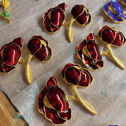 Vintage Enamel Flower Brooch