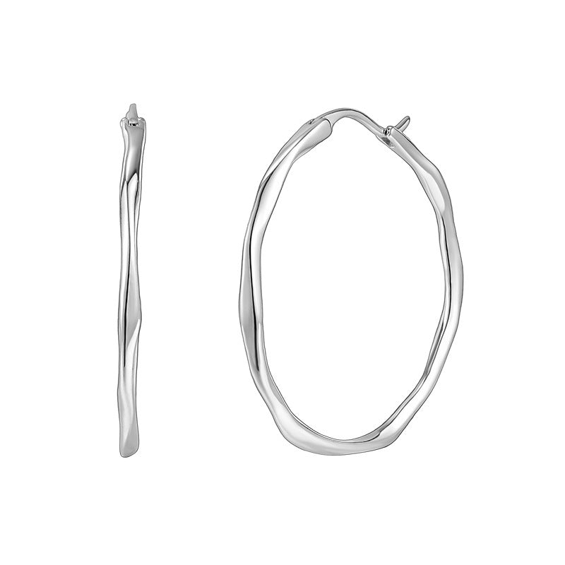 Circle Earrings for Women, High-end S925 Sterling Silver, Irregular Personalized Exquisite European and American Large Earrings for Women