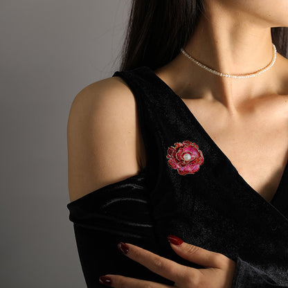 Freshwater Pearl Peony Brooch