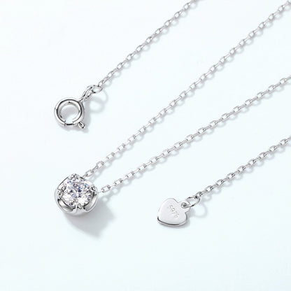 Modern Round Moissanite Bezel Solitaire Necklace - S925 Sterling Silver