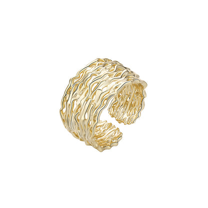 Dapaza S925 Silver Geometric Textured Ring