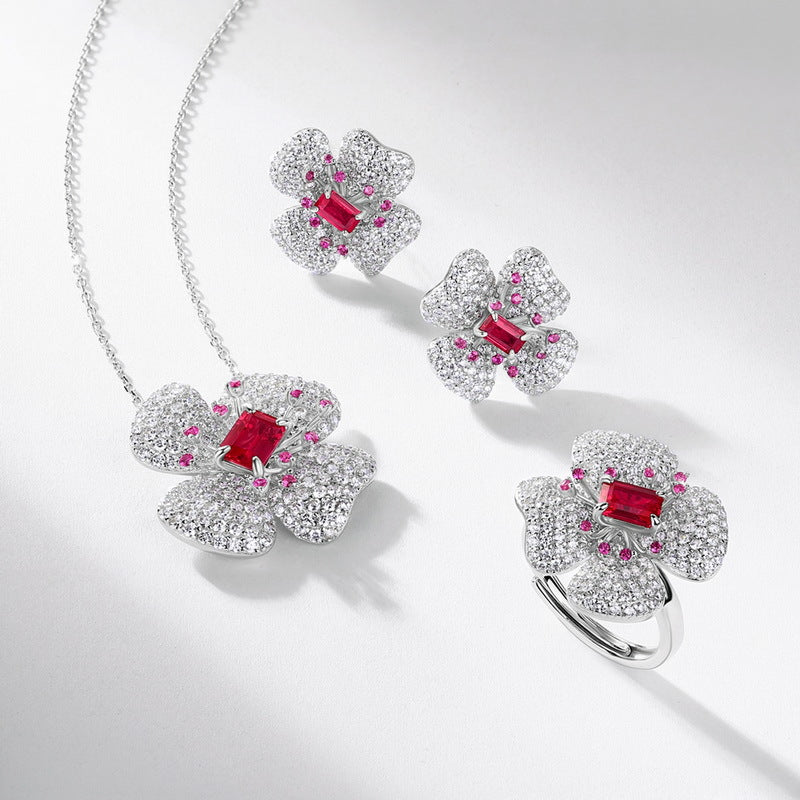 Blossom Radiance: Flower Lab-Grown Gemstone Stud Earrings | 925 Silver | Dapaza