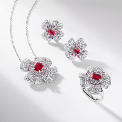 Blossom Radiance: Flower Lab-Grown Gemstone Stud Earrings | 925 Silver | Dapaza