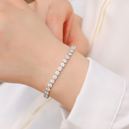 Luxury 9.35CT Lab Grown Diamond Single Row Tennis Bracelet | Solid PT950 Platinum Hip-Hop Style Unisex Bracelet - Dapaza