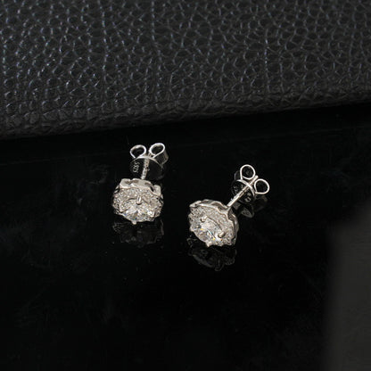 Round 1ct Lab Grown Diamond Stud Earrings S925 Silver Geometric Half Cent Earrings