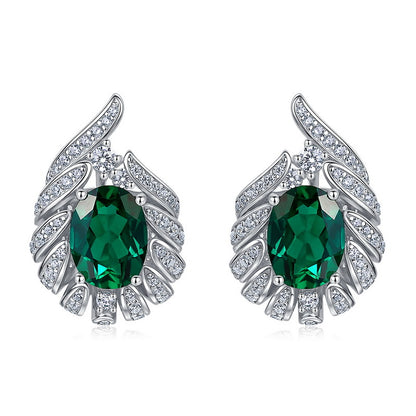Celestial Sparkle: Luxurious Lab-Grown Emerald Cluster Earrings | 925 Silver | Dapaza