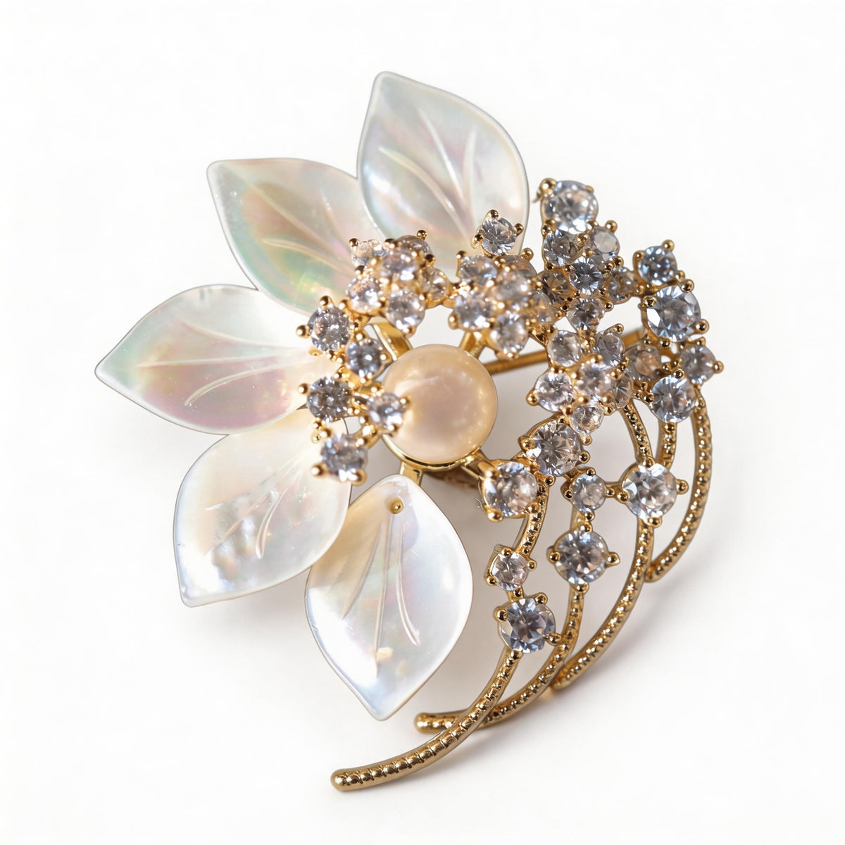 Freshwater Pearl Shell Flower Brooch