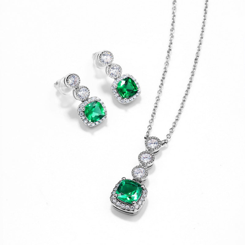 Sustainable 0.98CT Lab-Grown Emerald Geometric Earrings | Handcrafted 925 Silver Luxury by Dapaza