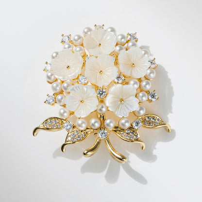 Zircon Natural Shell Pearl Fashion Women's Coat Brooch Accessories