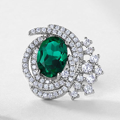 Bold Presence: Statement Lab-Grown Emerald Stud Earrings | 925 Silver | Dapaza