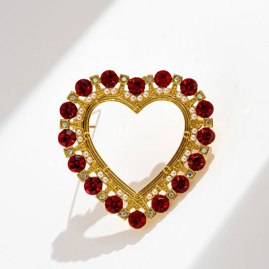 Heart-Shaped Pearl Brooch