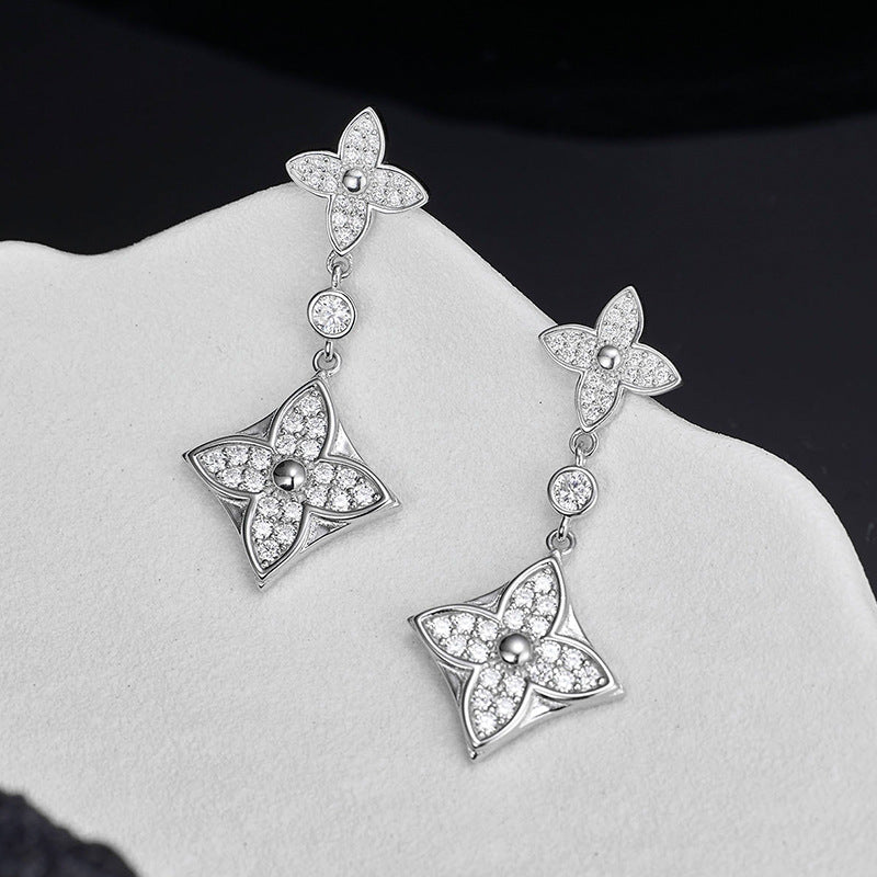 925 Sterling Silver Zirconium Personalized Trend Stud Earrings