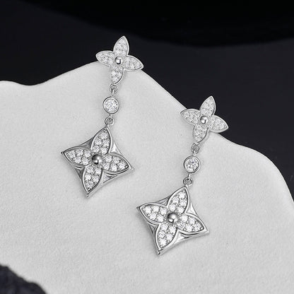 925 Sterling Silver Zirconium Personalized Trend Stud Earrings