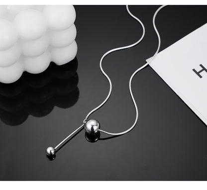 925 Sterling Silver Double Round Bead Fringed Snake Bone Chain Female Simple Niche Design