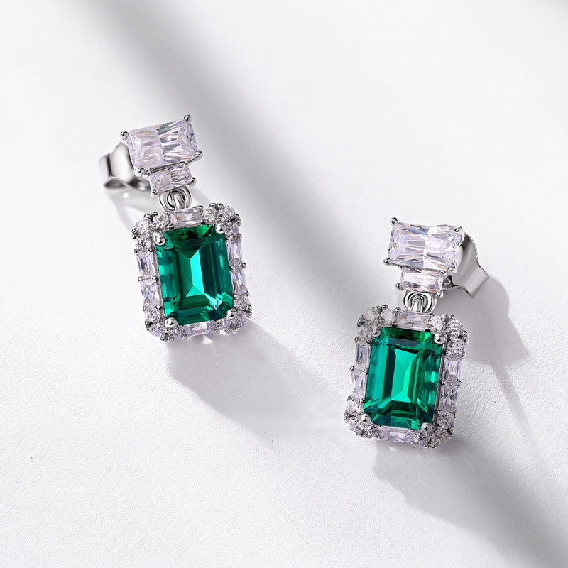 Versatile Radiance: Lab-Grown Emerald & Gemstone Cluster Drop Earrings | 925 Silver