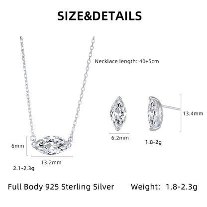 Hot New Product S925 Sterling Silver Marquise Zircon Necklace Women's Trendy Simple Stacked Clavicle Chain