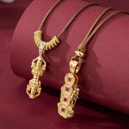 Necklace Accessible Luxury Niche High-end S925 Sterling Silver New Chinoiserie National Trend Vajra Autumn and Winter Pull-out Longsweater Chain