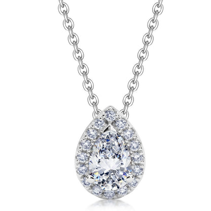 Pear Shape D Color VVS1 Lab Grown Diamond Pendant Necklace in 925 Sterling Silver