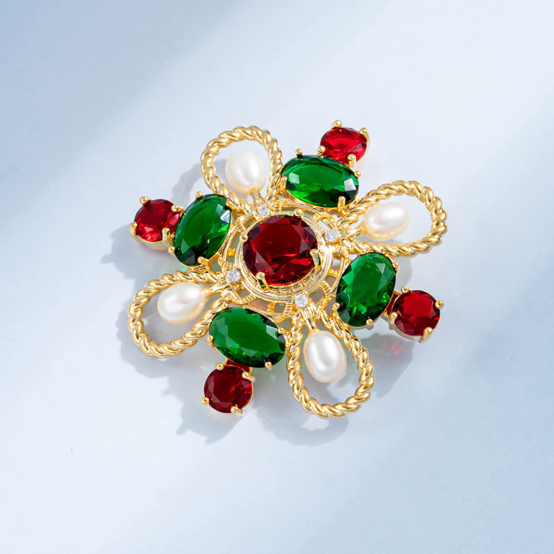 Vintage Pearl Clover Brooch