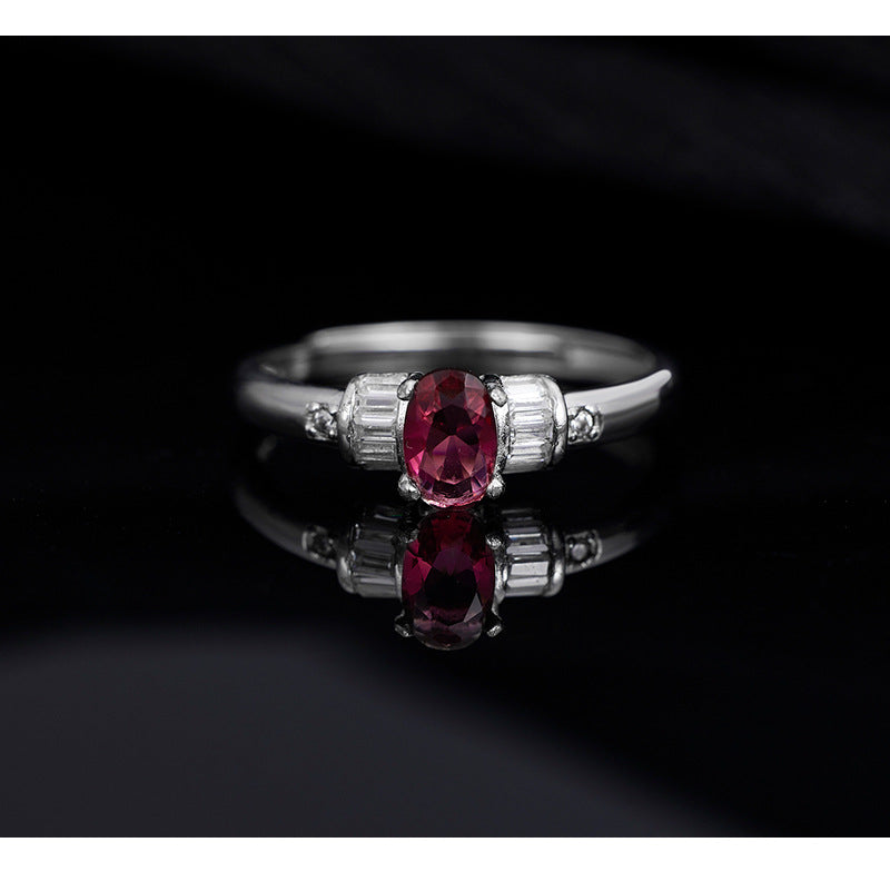 S925 Sterling Silver Ring Women's Zirconium Niche Design Adjustable Ring with Opening