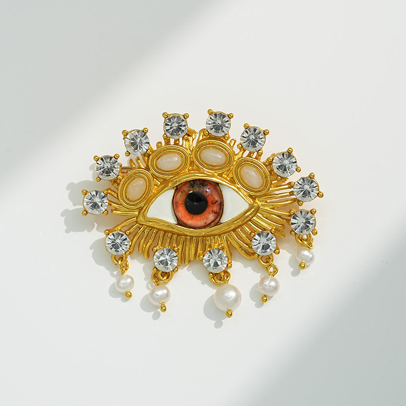 Baroque Pearl Devil's Eye Brooch