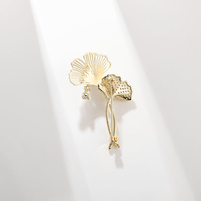 Zircon Ginkgo Biloba Brooch