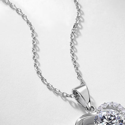 Hollow Heart Lab-Grown Diamond Pendant Necklace - S925 Sterling Silver