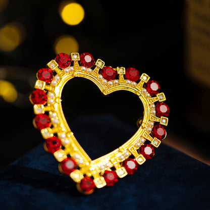 Heart-Shaped Pearl Brooch