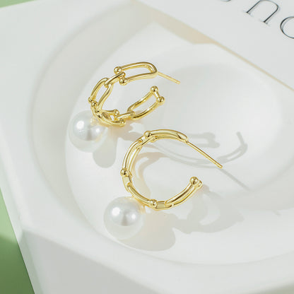 S925 Sterling Silver Stud Earrings Women's Niche Design Simple Chain Earrings