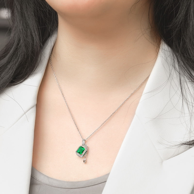 Magic Bottle Lab-Grown Emerald Necklace - S925 Sterling Silver