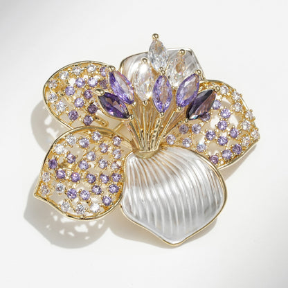 Purple Five-leaf Flower Brooch